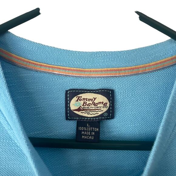 Tommy‎ Bahama Men's Size Large Sky Blue Cotton Short Sleeve Shirt - Picture 5 of 8